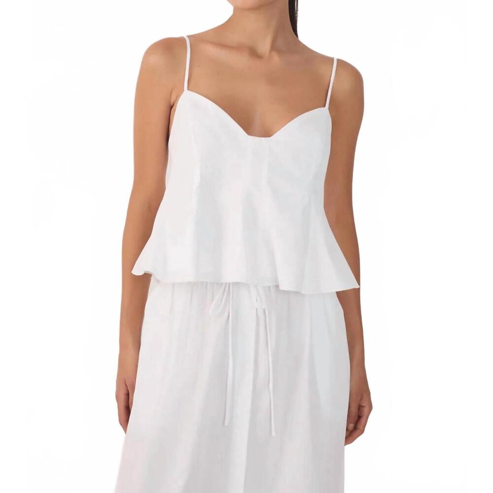 NEW DRESS TO v neck sleeveless peplum top in white